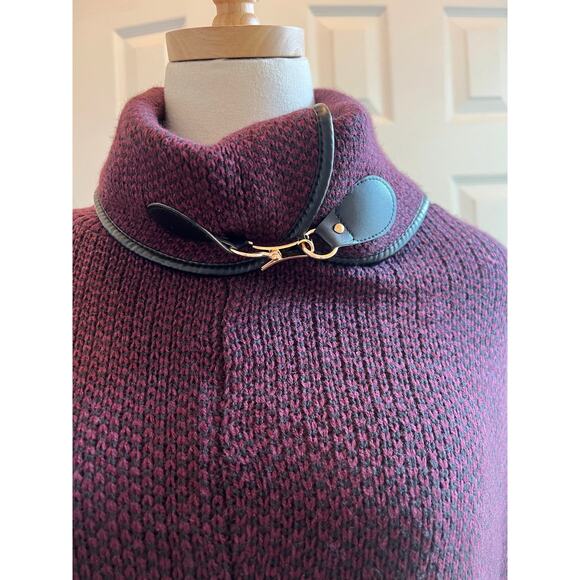 Eggplant Purple Poncho with Metal Buckle Collar - Picture 4 of 6